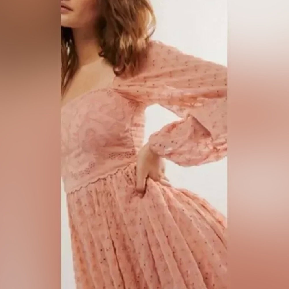 Free People * Malina* Mini Dress in Peach NWOT.